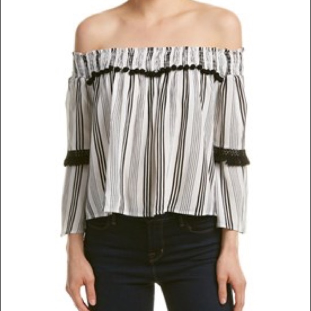 Flying tomato black and white off the shoulder top